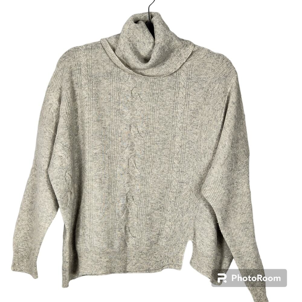 Crush Grey Cashmere Oversized Cableknit Sweater SZ S